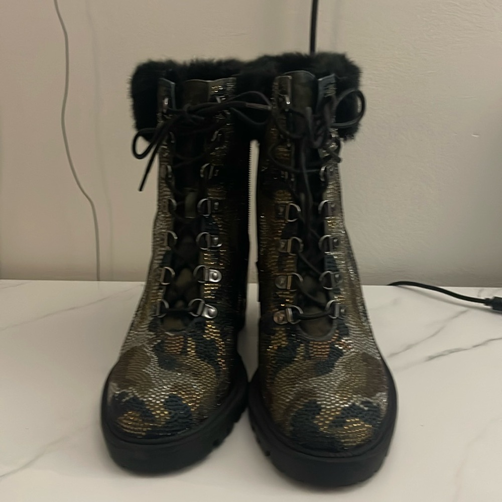 Camouflage beaded Ankle Boots brand new